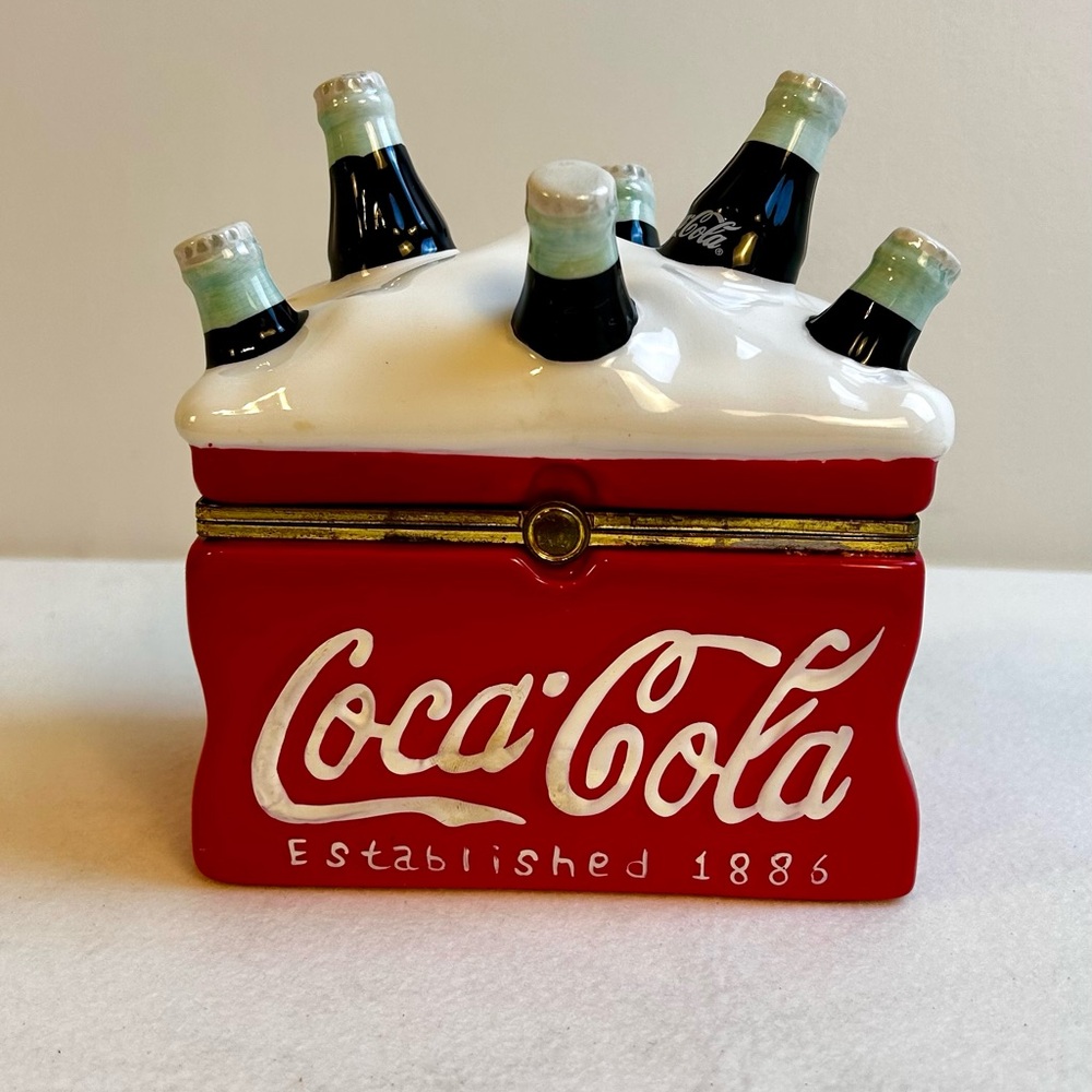 Vintage Hinged, Coca Cola Classic, Ceramic Cooler, Houston Harvest Trinket Box